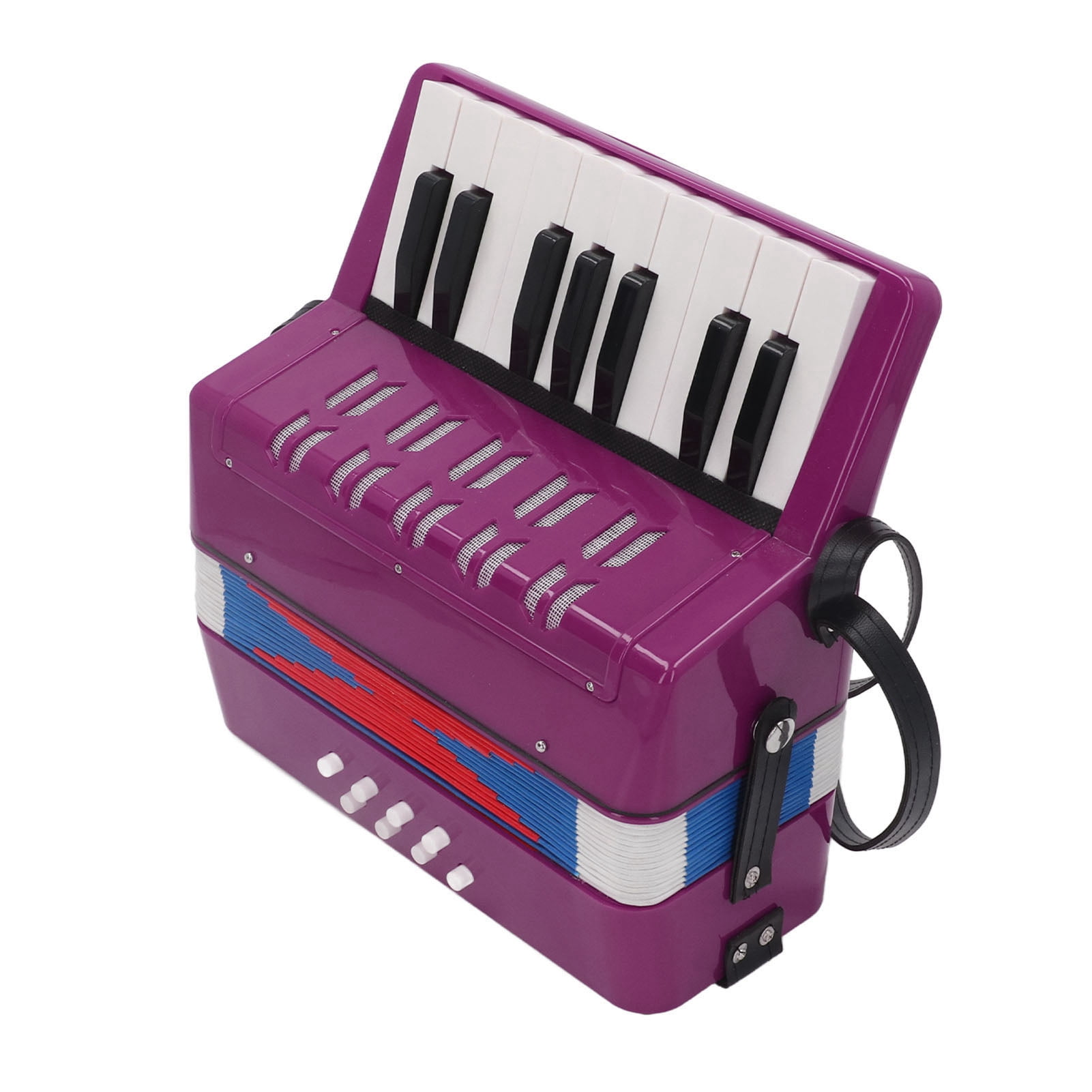Piano Accordion 9.1 X 9.1 X 3.9 Inches Entry Level Piano Accordion ABS Plastic With Retractable Leather Strap 17 Keys 8 Bass Keys Entry Level Accordion Portable Accordion For Kids Beginners