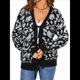 thumbnail image 1 of Cárdigan de Punto con Estampado de Leopardo y Lazo para Mujer, Larga, Cuello Redondo, Abertura Frontal, Informal, Holgado, para Exteriores. Negro M, 1 of 10