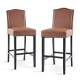 thumbnail image 5 of Brown Barstools Set of 2|Ideal for Bars and Breakfast Areas with Wipe - Clean Surface|PU Leather and Rubberwood Legs Construction|Stable and Can Support 300 Pounds, 5 of 6