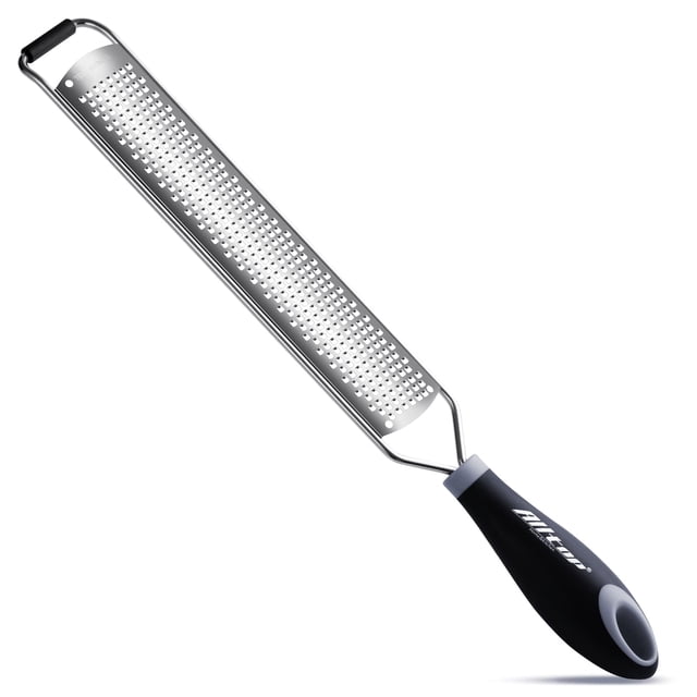 ALLTOP Lemon Zester Rallador de alimentos de acero inoxidable de mano Pro herramienta de cocina para queso, parmesano, verduras, jengibre, ajo, nuez moscada, cítricos, lima, naranja, chocolate, fruta,