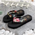 thumbnail image 1 of Chanclas de verano para mujer, de tela satinada bohemia, con tacón flácido, informales, para playa, estilo étnico, 1 of 6