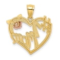 thumbnail image 5 of Diamond2Deal 14K Two Tone Gold with White Rhodium #1 MOM Heart Pendant for Women (L- 0.87 inch, W- 0.79 inch), 5 of 6