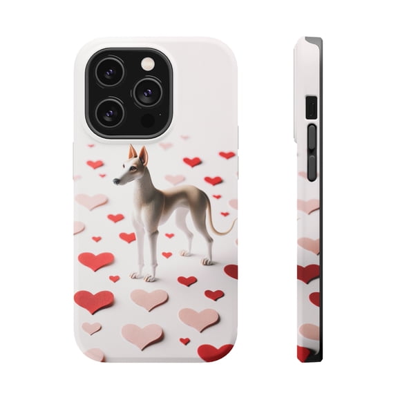 DistinctInk Tough Case for Apple iPhone 13 Pro MAX (6.7" Screen), Compatible with MagSafe Charging - Valentine's Day Azawakh