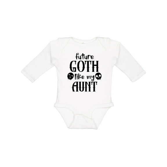 Inktastic Future Goth Like My Aunt with Skulls Boys or Girls Long Sleeve Baby Bodysuit