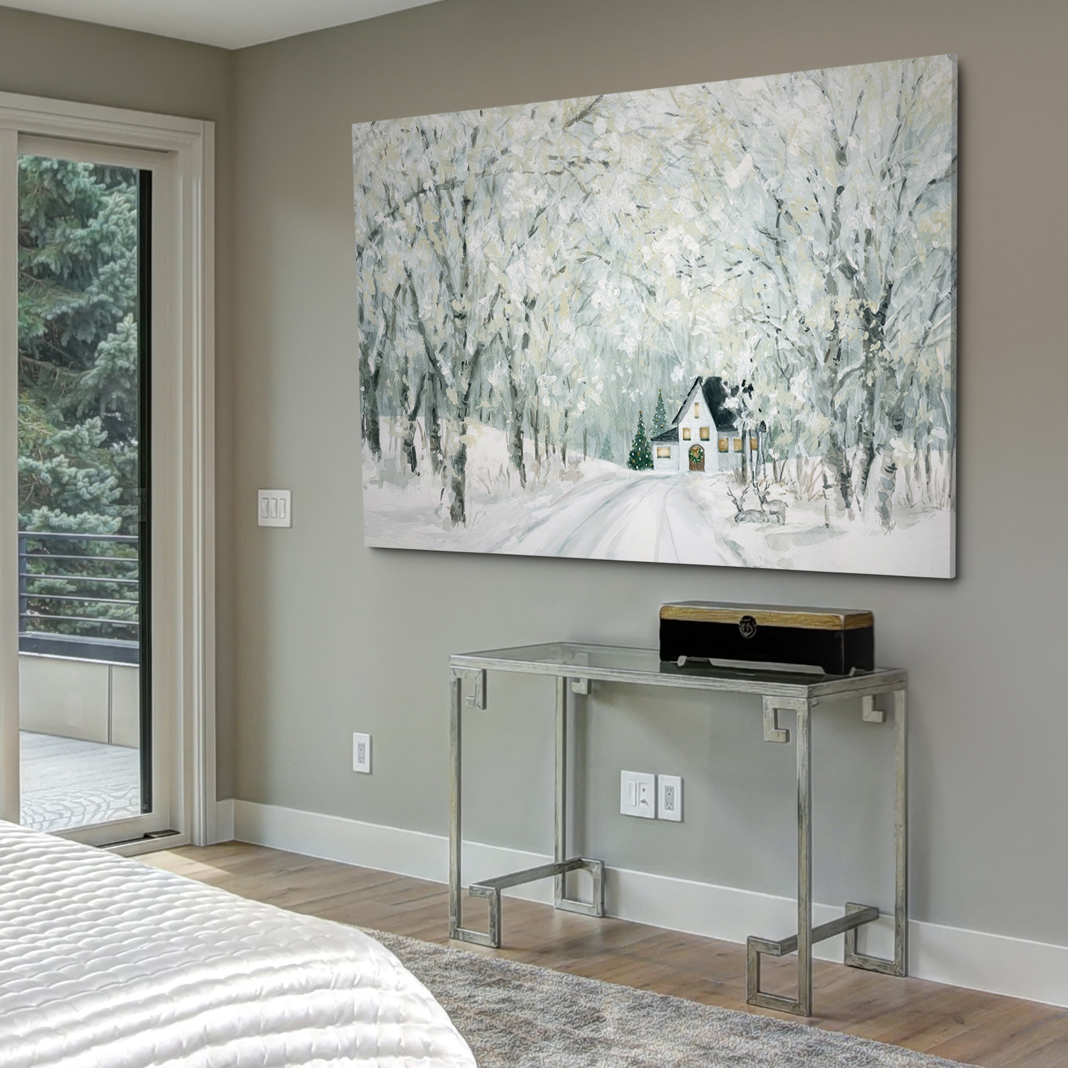 Christmas Lane Winter Scene Gallery Wrapped Canvas