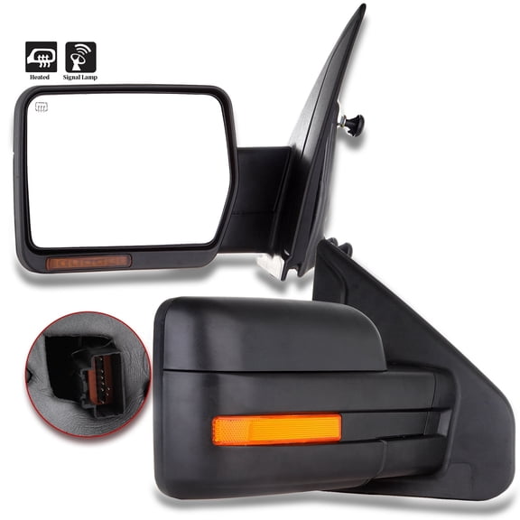 ECCPP Tow Mirror Towing Mirror Compatible with 2007-2014 for Ford for F-150 Series Truck Pickup with Right Side Power Control Heat Turn Signal Light with Black Housing