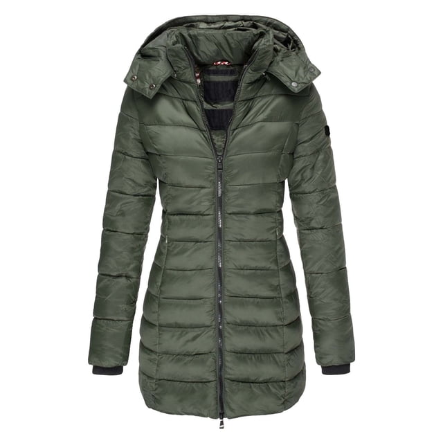 Kcodviy Manteau d'Hiver Décontracté Uni pour Femme, Chaud, Rembourré en Coton, Manteaux d'Hiver Grande Taille pour Femme, Long, Coupe Ajustée, Doudounes en Coton pour Femme, Manteau Matelassé