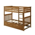 thumbnail image 3 of Plank+Beam Solid Wood Twin over Twin Bunk Bed with Storage Trundle for Adults/Kids, Pecan, 3 of 9