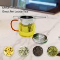 thumbnail image 4 of Paquete de 2 filtros de té, colador de té, Infusor de té de acero inoxidable con mango largo plegable, ideal para colgar en teteras, tazas, 4 of 5