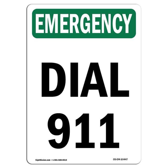 SignMission OS-EM-A-1824-V-10447 Panneau de Secours OSHA de 18 x 24 Po - Composez le 911