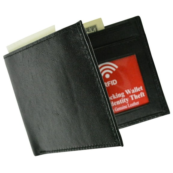 Men's RFID Signal Blocking Genuine Leather Bi-Fold Wallet with Gift Box