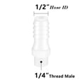 thumbnail image 2 of Quickun - Conector de plástico para manguera de 1/2" a 1/4" de rosca macho, adaptador blanco (paquete de 5), 2 of 5