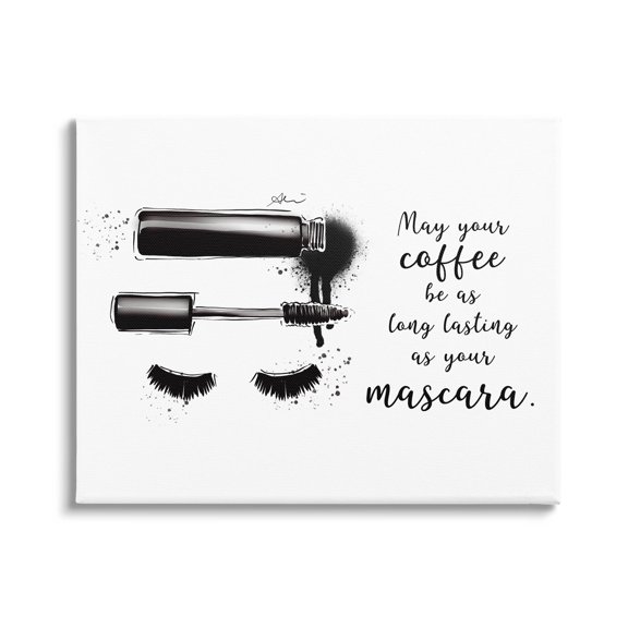 Stupell Industries Coffee & Lashes Mascara Phrase Graphic Art Gallery Wrapped Canvas Print Wall Art, Design by Alison Petrie