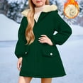 thumbnail image 2 of MKOSPLRT Girls' Sherpa Fleece Lined Puffer Jacket 4-12Y Winter Parka Coat Zip Up Solid Long Overcoats Faux Fur Hooded Outwear with Pocket, 2 of 10