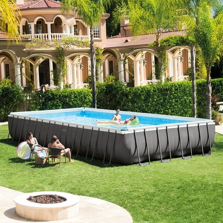 Intex 32′ x 16′ x 52″ Rectangular Ultra Frame Above Ground Pool with Sand Filter Pump