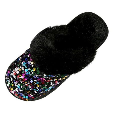 

ZAROYEAX Women s Winter Solid Color Flash Suede Cotton Slippers Home Comfort Warm Slippers