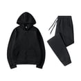 thumbnail image 1 of Gibobby Set Pants y Sudadera Mujer Mujer Otoño E Invierno Cremallera Suéter Sudadera Con Capucha Pantalones De Dos Piezas Ropa Deportiva Color Sólido Sudadera(Negro,G), 1 of 3