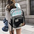 thumbnail image 6 of Large Clear PVC Backpack Heavy Duty See Through Backpack for Adults Work Travel, Cyanpinkcheck Printed 12L, 6 of 8