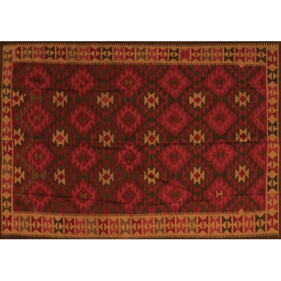 Ahgly Company Indoor Rectangle Southwestern Orange Country Area Rugs, 8' x 10'