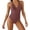 Brown(Swimwear), variant on Womens Ruched One-Piece Swimsuit with Plunge Halter Neck & Bow-Tie Back Tummy Control Bathing Suits