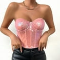 thumbnail image 7 of Mittory Women's Glitter Sequin Bustier Corset Top Back Zipper Strapless Tube Top Festival Outfits for Women and Girls, 7 of 7