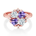 thumbnail image 2 of Gem Stone King 18K Rose Gold Plated Silver White Moissanite and Blue Tanzanite Ring for Women (1.92 Cttw, Heart Shape 5MM, Gemstone Birthstone, Size 6), 2 of 3