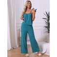thumbnail image 2 of DARING DIVA Women's Cami Tank Top and Pants Pleated Pajama Sets with Pockets L Blue, 2 of 6