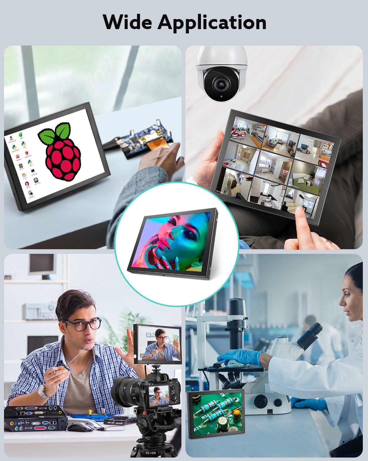 Eyoyo 8in Small Mini Monitor TFT LCD Screen 1024x768 Display with HDMI/VGA/AV Video Input for CCTV PC Gaming