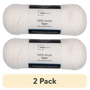 (2 pack) Mainstays Medium Acrylic White Yarn, 7 Oz 397 Yards