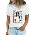 thumbnail image 4 of LYEAA Halloween Womens Short Sleeve Tops Crew Neck Regular Straight Cuff Casual Wear Ghost Holiday Clothes White L, 4 of 5
