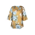 thumbnail image 3 of Gomelly Ladies Shirts Floral Print Blouse Swing Tops Women Irregular Hem Summer Tunic Shirt V Neck Pullover Yellow XXL, 3 of 7