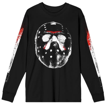 Friday the 13th Jason Hockey Mask Men's Black Long Sleeve Shirt-M
