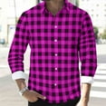 thumbnail image 6 of Fznquz Big and Tall Button Up Shirt Men Button Down Pink Plaid Long Sleeve Shirts Collar Mens Clothes, 6 of 8