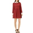thumbnail image 3 of INSPIRE CHIC Women's Plaid Long Sleeve Button Up Point Collar Shirt Dress S Red, 3 of 6