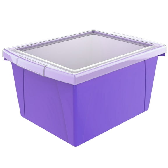 Storex 4 Gallon Storage Bin with Lid, Purple