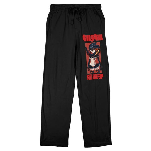 Kill La Kill Ryuko Kanji Adult Black Sleep Pajama Pants-Medium