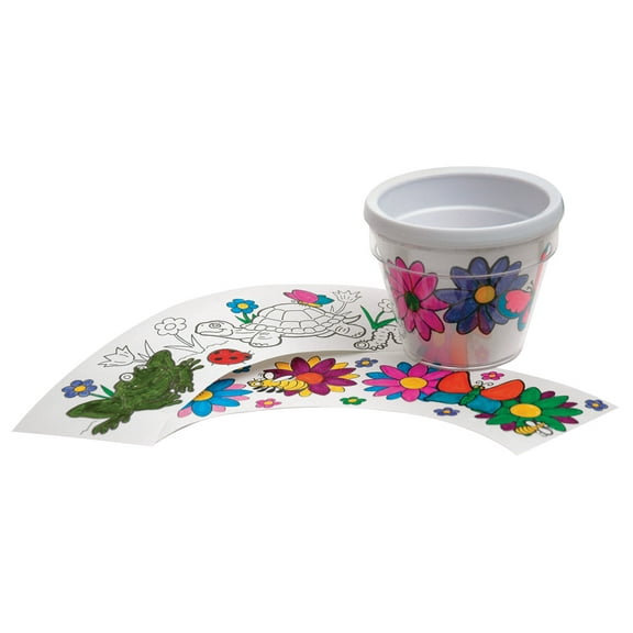 School Specialty Plastic Color-Me Flower Pot, 3-1/2 in, White/Clear