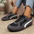 thumbnail image 2 of Flat Sneakers for Women Retro Casual Lace Up Tennis Shoes Lightweight Non Slip Trainers Comfortable Skate Shoes Black Size 8, 2 of 8