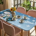thumbnail image 3 of Blue Snowman Christmas Table Cloths for 3 Foot Rectangle Tables, Xmas Gifts Wreath Snowflake Patio Waterproof Elastic Fitted Tablecloths, Washable Rectangular Table Cover for Camping, 3 of 8