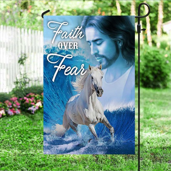 FLAGWIX Wild Horse Flag Jesus Christ Faith Over Fear DBD3137F - Garden Flag (11.5" x 17.5")