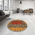 thumbnail image 3 of Ahgly Company Indoor Square Abstract Gold Abstract Area Rugs, 3' Square, 3 of 6