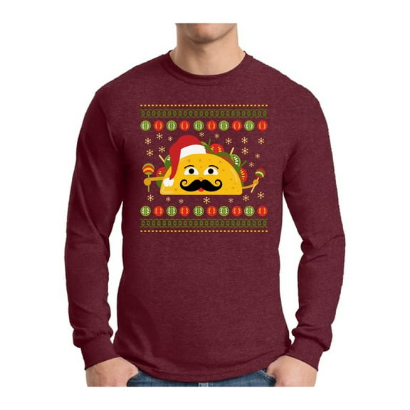 Awkward Styles Xmas Taco Christmas Sweater Long Sleeve T-Shirt for Men