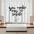 thumbnail image 2 of Ambesonne Saying Kitchen Curtains, You Make My Heart Smile, 55"x39", Black and Blue, 2 of 3