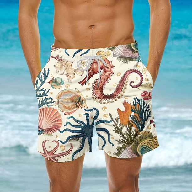 Pantalones cortos de playa holgados de verano para hombre, con bolsillos, para nadar.