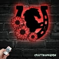 thumbnail image 2 of Craftnamesign Sunflower Horseshoe Metal Wall Art LED Light, Floral Horse Sign Home Decor, 2 of 5