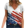 thumbnail image 1 of USSUMA Summer Tops for Women Trendy V Neck Short Sleeve Dressy Shirts Blouses Patriotic Graphic Women's Tops Summer 2022 4th of July USA Flag Casual Tshirts Tunic Plus, 1 of 5