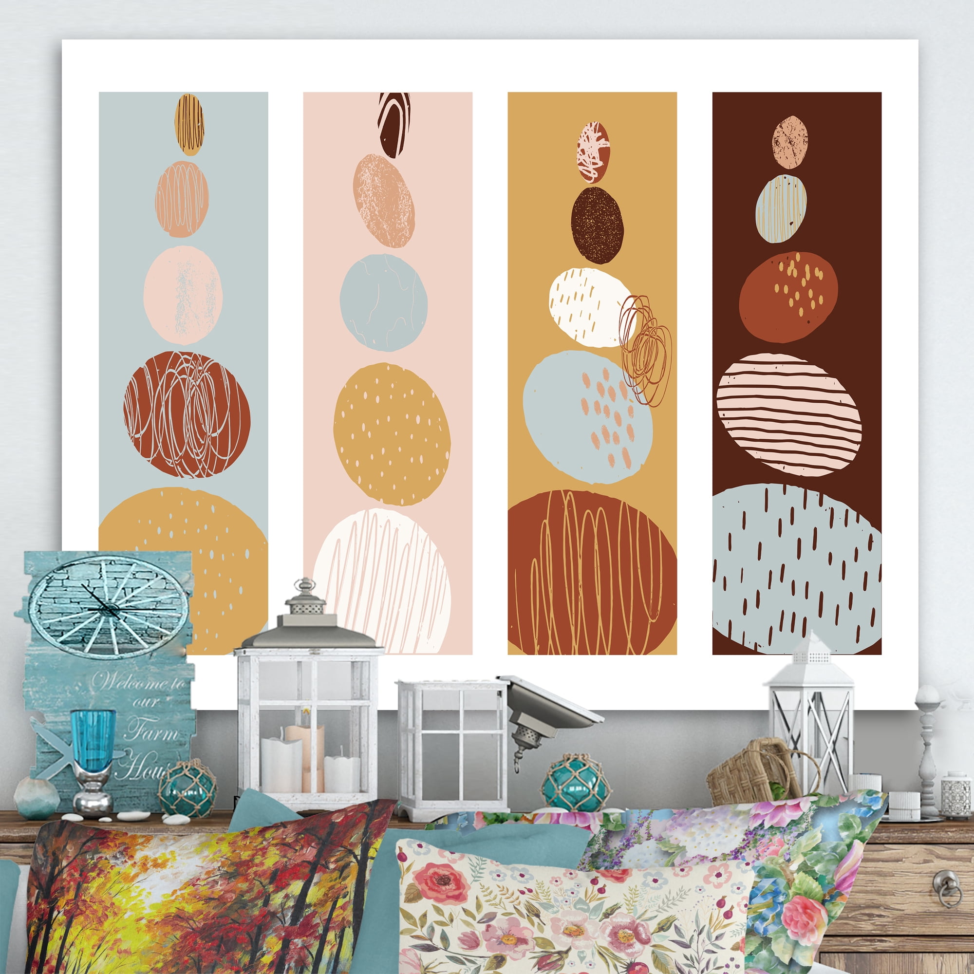Designart ' Compostion Minimalistic of Organic Shaped Pebbles ' Modern Canvas Wall Art Print