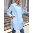 thumbnail image 4 of jinghuiyue Women's Button Down Shirt Dresses Long Sleeve Oversize Blouse Casual Long Shirts with Side Pockets XL, 4 of 8