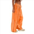 thumbnail image 2 of Pantalones Holgados Informales de Algodón para Mujer, de Pierna , con Costuras de Cordón y Bolsillos. Coral XXL, 2 of 8