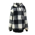 thumbnail image 2 of Womens Hoodies Quarter Zip Up Plaid Print Long Sleeve Hooded Sweatshirts Fall Winter Casual Fashion Jackets, 2 of 3